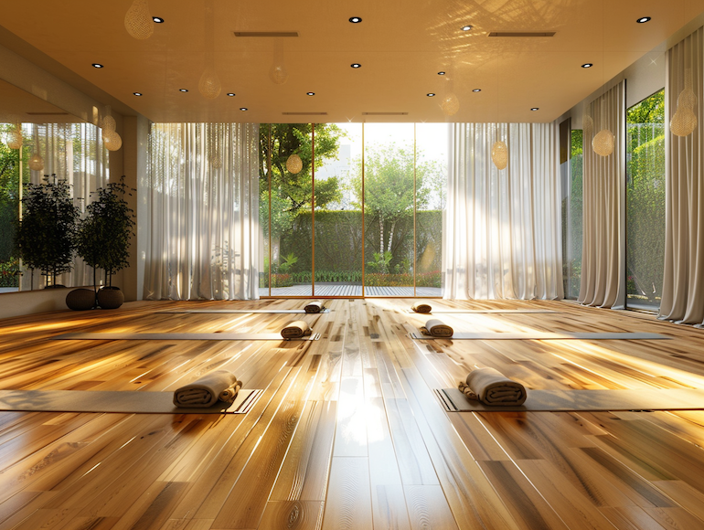 Gran estudi de ioga en una casa rural