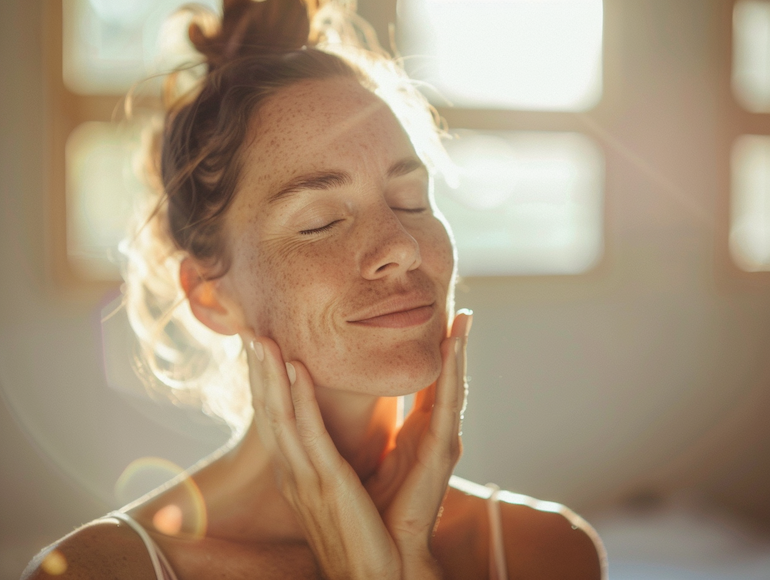 Dona fent ioga facial