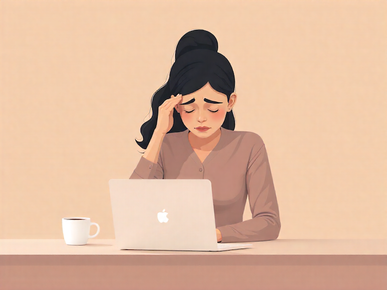 Dona al despatx amb estrès laboral i ansietat, com el ioga pot ajudar a reduir l’estrès a la feina.